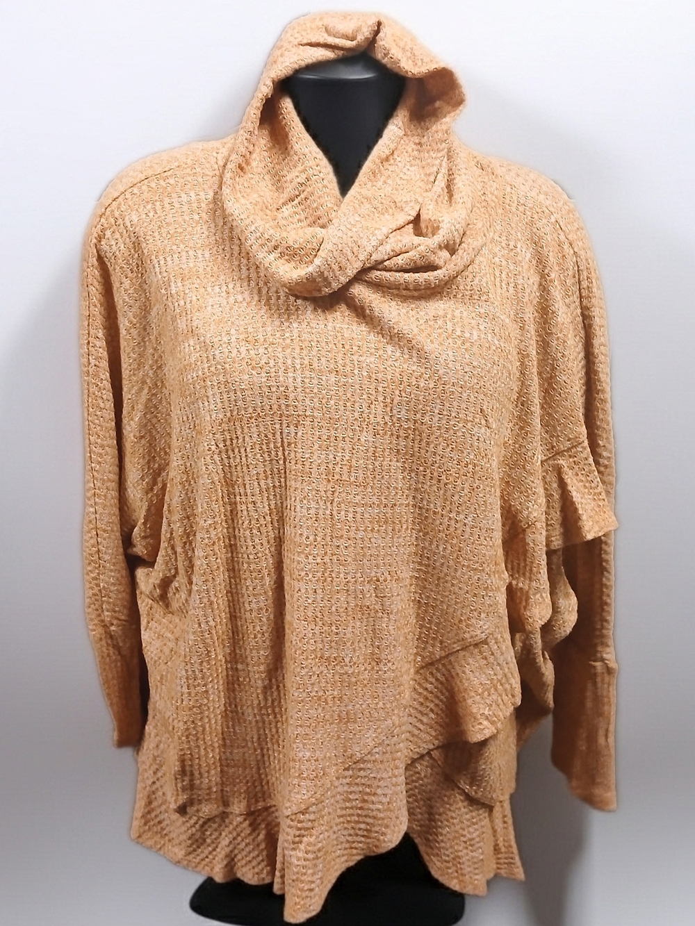 Grace Elements Camel/Tan Cowl Neck Layered Sweater